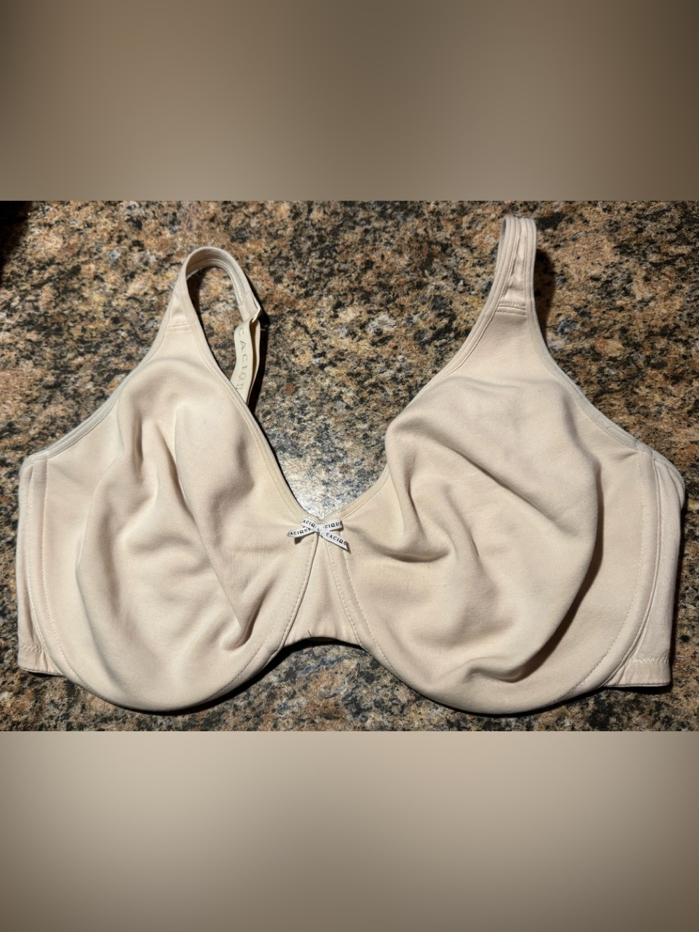 Cacique 40F Bra Beige Unlined Full Coverage Underwire Back Closure Cotton Tshirt